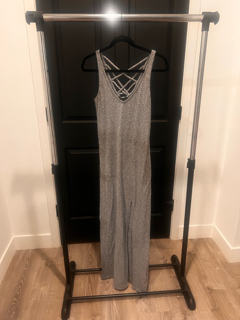Express Gray Strappy Maxi Dress